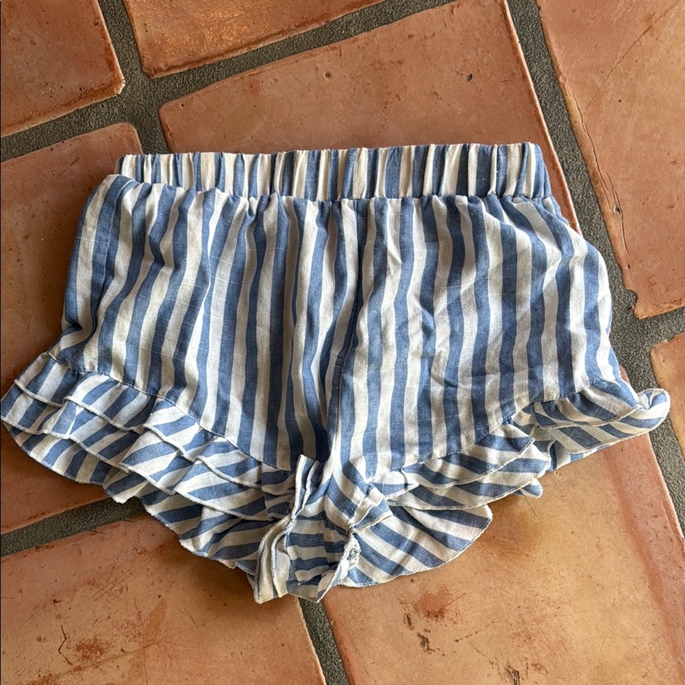 Blue and White Striped Women's Shorts